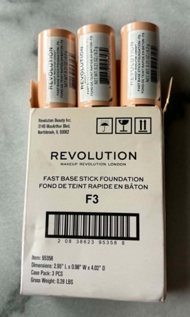 Revolution Fast Base Stick Foundation F3 Lot of 3